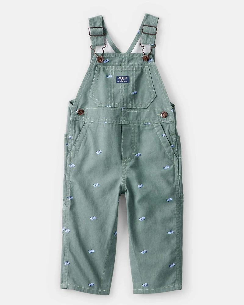 Baby Race Car Print Overalls - Green