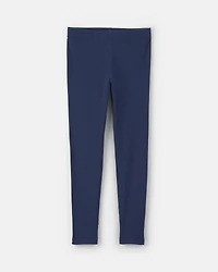 Girls Pull-On Stretch Rib Leggings - Navy Blue