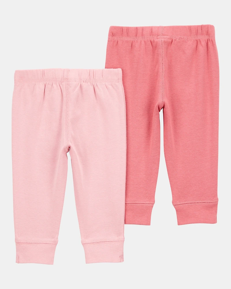 Baby Girl 2-Pack Pull-On Pants - Pink
