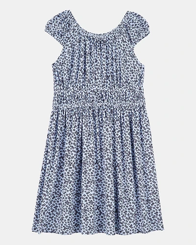 Kid Floral Short-Sleeve Dress - Blue