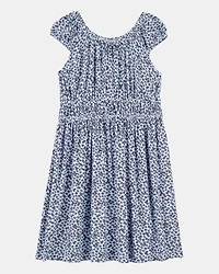 Kid Floral Short-Sleeve Dress - Blue