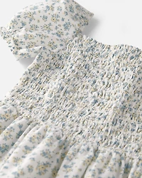 Girls Smocked Dress Made with Organic Cotton in Spring Bloom Print