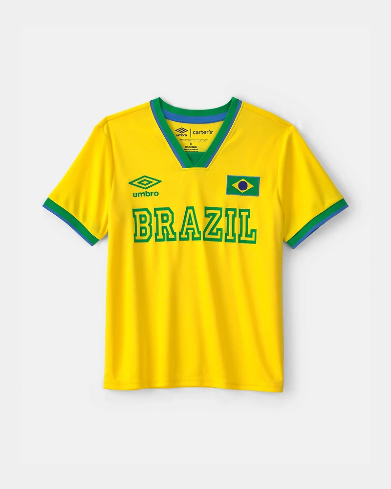 Kids 2-Piece Umbro Brazil Soccer Jersey & Short Set - Blue/Yellow/Green