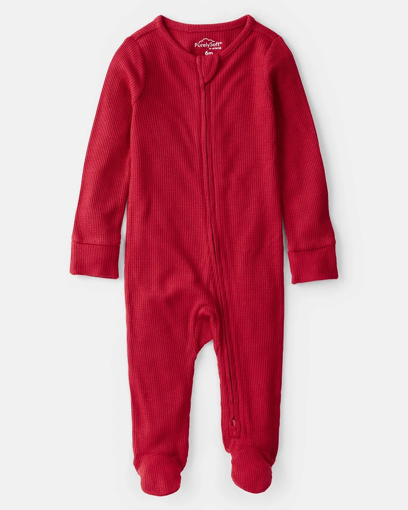 Baby Holiday Red PurelySoft Long-Sleeve Sleep & Play Pajamas - Red