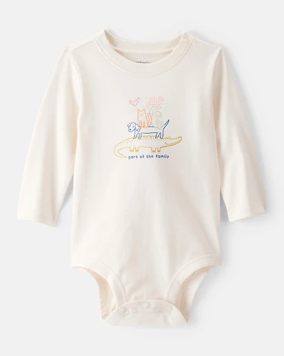 Baby Family Cotton Long-Sleeve Graphic Bodysuit - Ivory