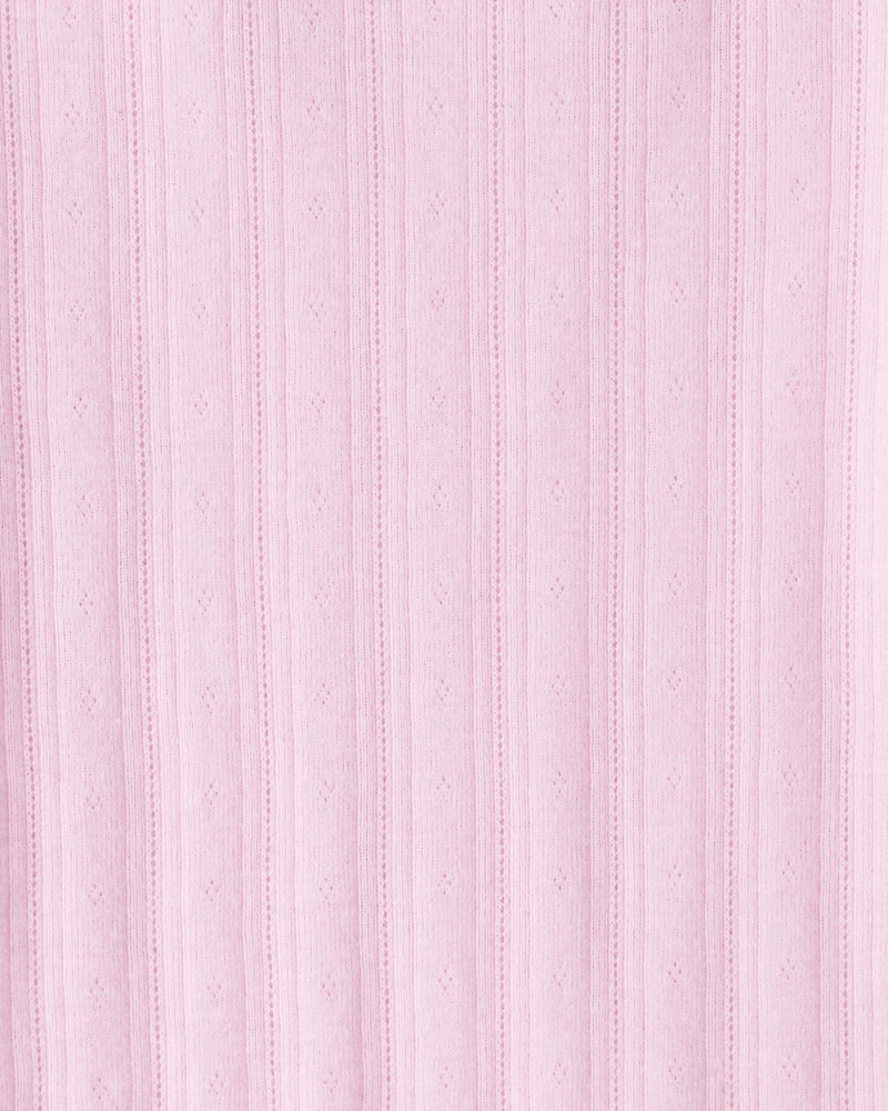 Girls Pointelle Long-Sleeve Top - Pink