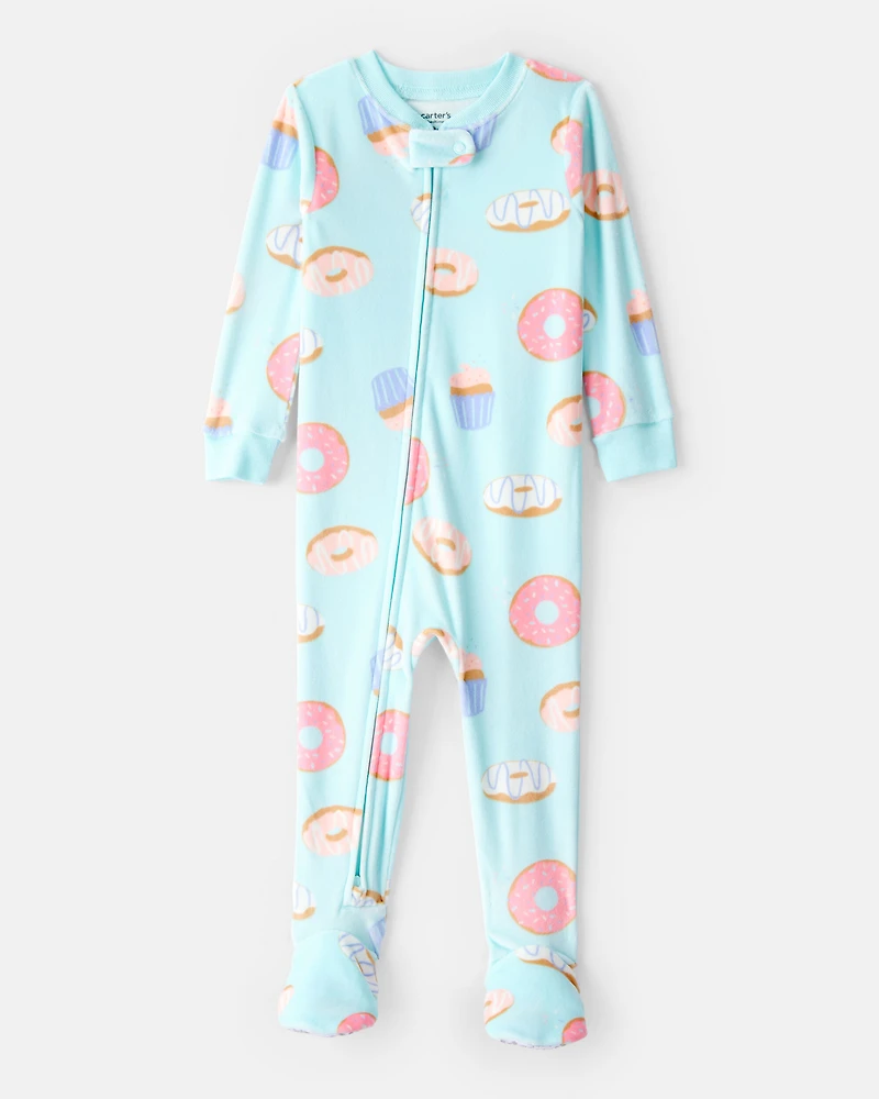 Baby Girl Donuts DreamPlush Long-Sleeve Snug Fit 1-Piece Pajamas - Blue