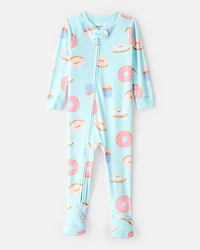 Baby Girl Donuts DreamPlush Long-Sleeve Snug Fit 1-Piece Pajamas - Blue