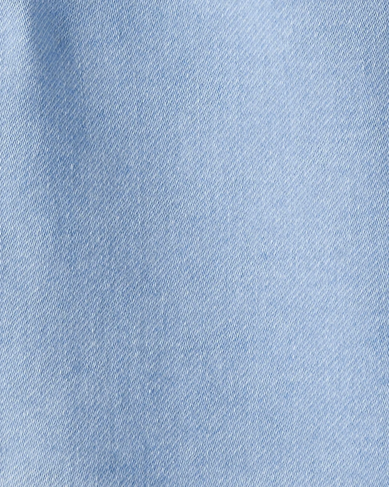 Girls Light Wash Denim Bomber Jacket - Blue