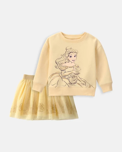 Toddler Girl 2-Piece Disney© Belle Fleece Pullover Sweatshirt & Skort Set - Yellow
