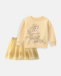 Toddler Girl 2-Piece Disney© Belle Fleece Pullover Sweatshirt & Skort Set - Yellow