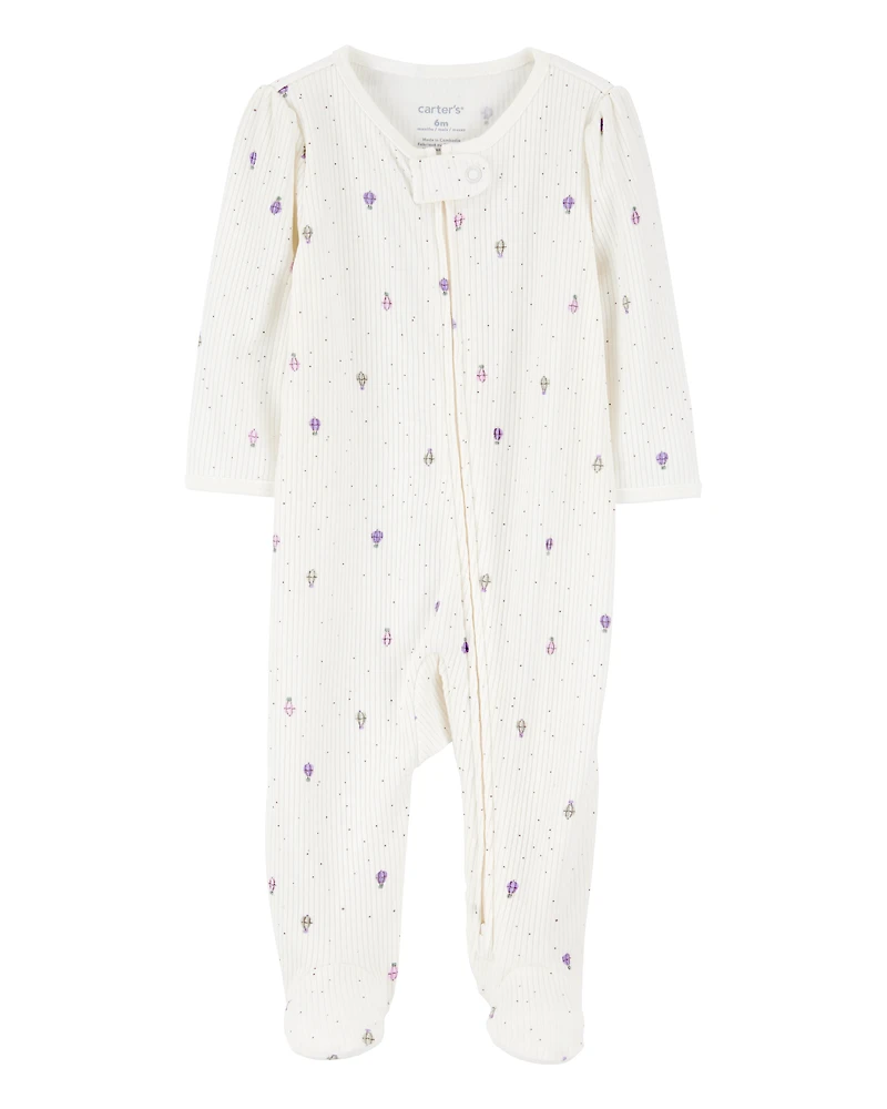 Baby Girl Air Balloon 2-Way Zipper Textured Sleep and Play
