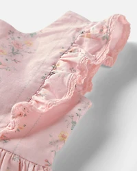 Girls Ruffle Dress Made with Organic Cotton in Spring Garden Print