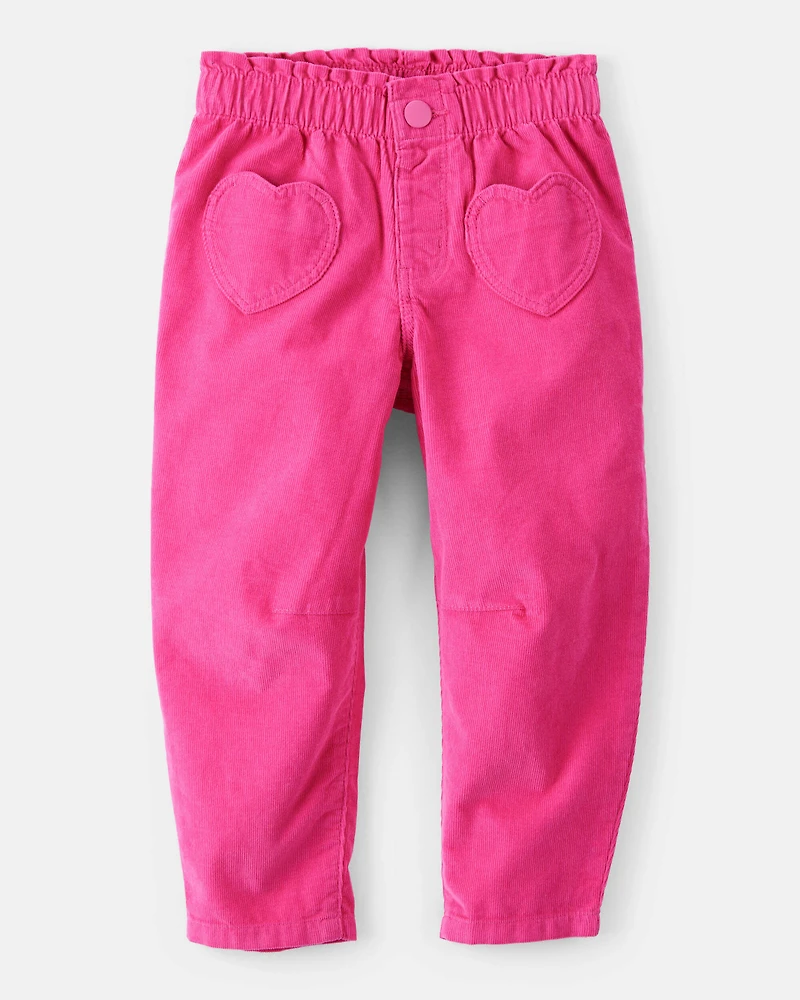 Toddler Girl Heart Pocket Barrel Pants - Pink