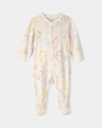 Baby Easter 100% Cotton 2-Way Zip Sleep & Play Pajamas - Cream