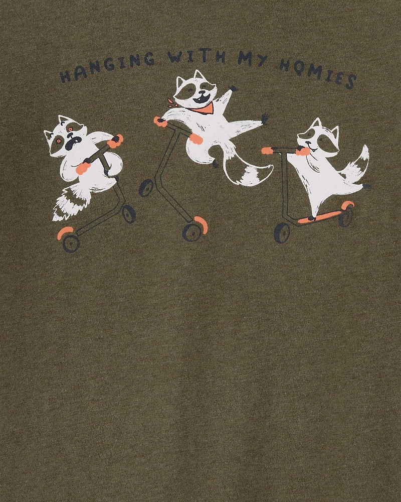 Toddler Boy Raccoon Long-Sleeve Graphic Tee - Green