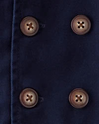 Baby Twill 100% Cotton Button-Down Jacket - Navy