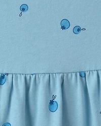 Baby Girl Blueberry Ruffle-Sleeve Dress - Blue