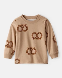 Baby Boy Pretzel Print Long-Sleeve Tee - Brown