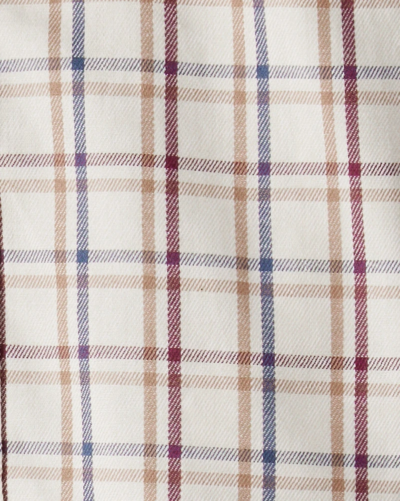 Baby Boy 2-Piece Plaid Shirt & Pant Set - Maroon/Ivory