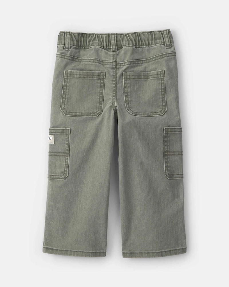 Toddler Boy Splatter Paint Wide-Leg Carpenter Pants - Green