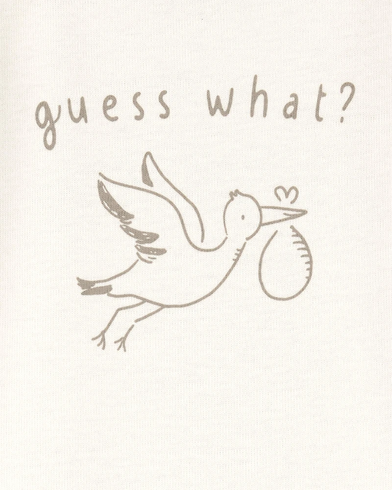 Baby Pregnancy Announcement Cotton Short-Sleeve Graphic Bodysuit - Ivory