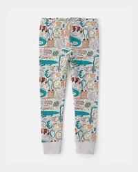 Baby Boy Alligator 100% Cotton Snug Fit 2-Piece Pajama Set - Grey