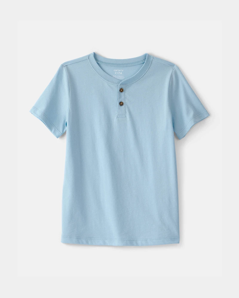 Boys Solid Henley T-Shirt - Blue