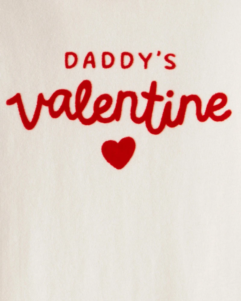 Baby Girl Daddy's Valentine Long-Sleeve Graphic Bodysuit - Cream