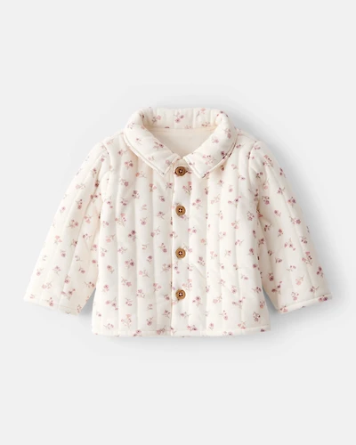 Baby Girl Floral Quilted Sweater - Cream