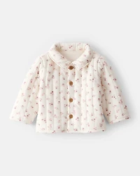 Baby Girl Floral Quilted Sweater - Cream