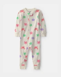Baby Girl Sea Critters 100% Cotton 1-Piece Pajama - Cream