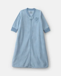 Baby Boy Striped Fleece Loose Fit Wearable Blanket - Blue