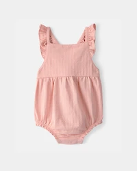 Baby Girl Sleeveless Bubble Romper - Pink