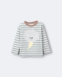 Toddler Striped Storm Long-Sleeve Relaxed Graphic Tee - Teal