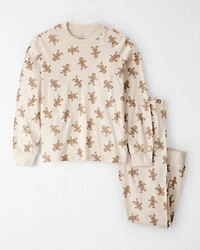 Adult Organic Cotton Pajamas Set in Gingerbread Man Print