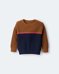 Toddler Boy Colorblock Pullover Sweater - Navy/Cinnamon