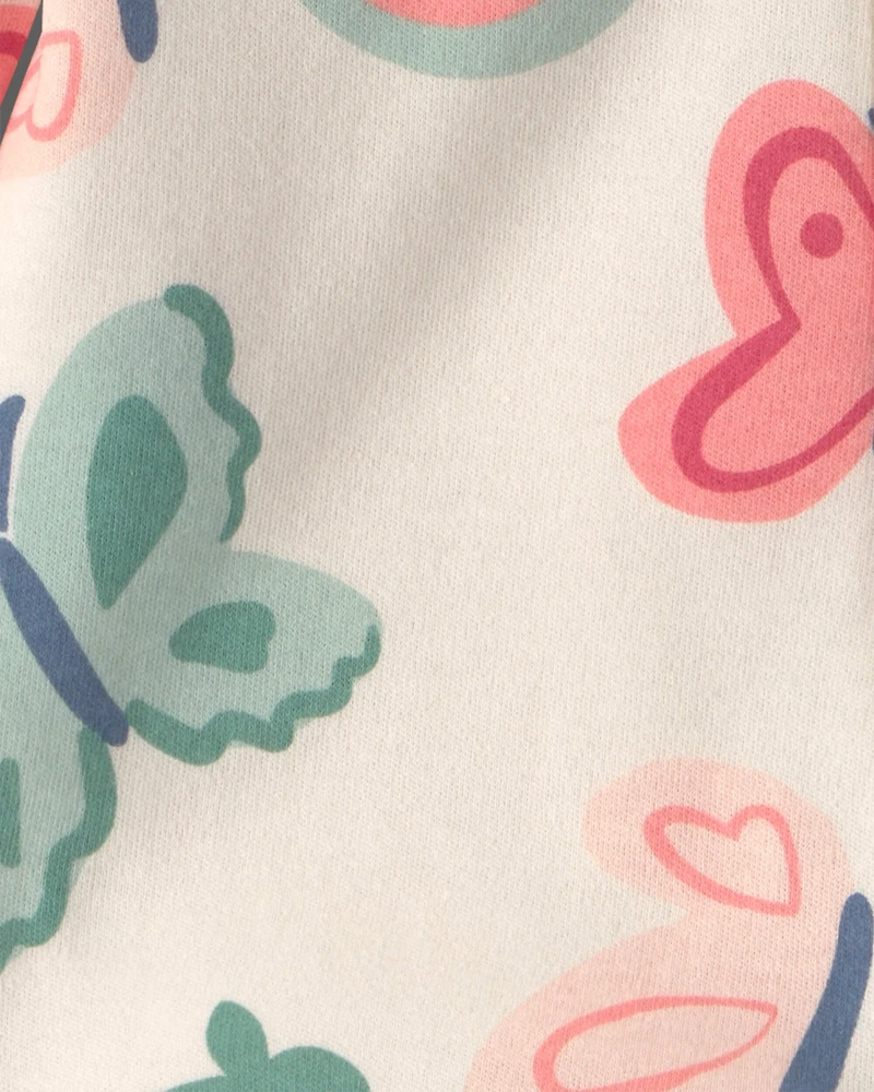 Baby Girl Butterfly Snug Fit Sleep & Play Pajamas - Ivory