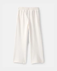 Girls French Terry Wide-Leg Pants - Ivory