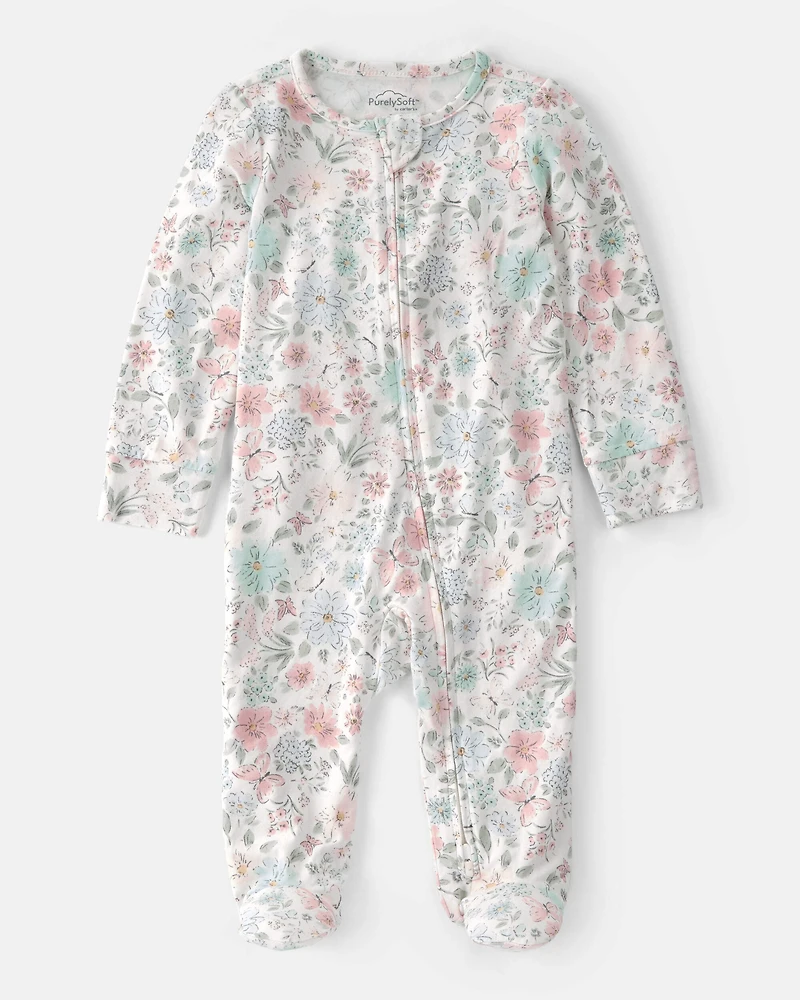 Baby Girl Butterfly Garden 2-Way Zip PurelySoft Footie Sleep & Play Pajama