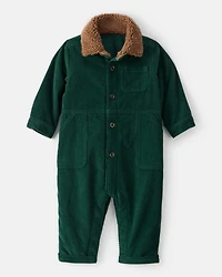 Baby Boy Corduroy Long-Sleeve Jumpsuit - Green