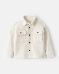 Baby Boy Long-Sleeve Waffle Knit Utility Shirt - White