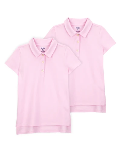 Kid 2-Pack Pique Uniform Polo Shirts - Pink