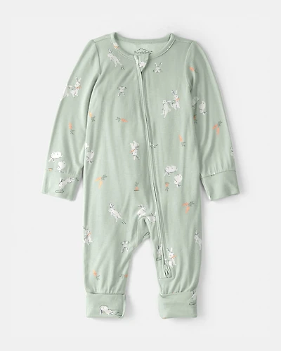 Baby Easter Bunny 2-Way Zip PurelySoft Sleep & Play Pajama - Green