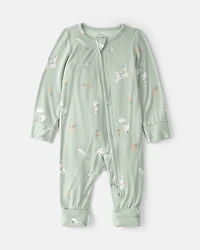 Baby Easter Bunny 2-Way Zip PurelySoft Sleep & Play Pajama - Green