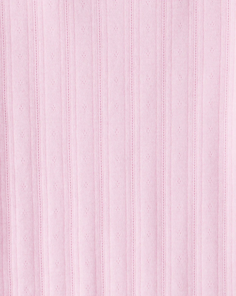 Girls Pointelle Long-Sleeve Top - Pink