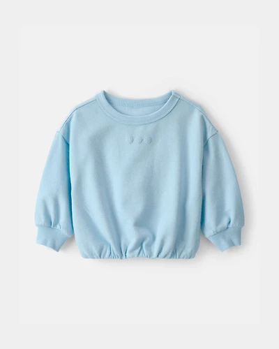 Baby Girl Flowers French Terry Pullover Sweatshirt - Blue