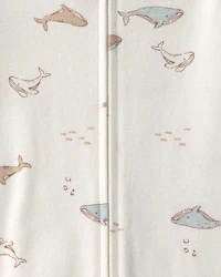 Baby Whale 100% Cotton 1-Piece Romper Pajama - Ivory