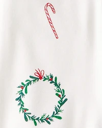 Baby Wreath Print PurelySoft Long-Sleeve Sleep & Play Pajamas - Ivory