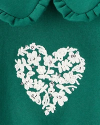 Baby Girl Heart Long-Sleeve Pullover Sweatshirt - Green